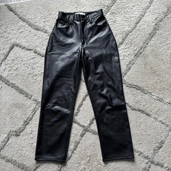 Abercrombie faux leather pants ankle straight high rise curve love 00 / 24 short - Picture 1 of 6